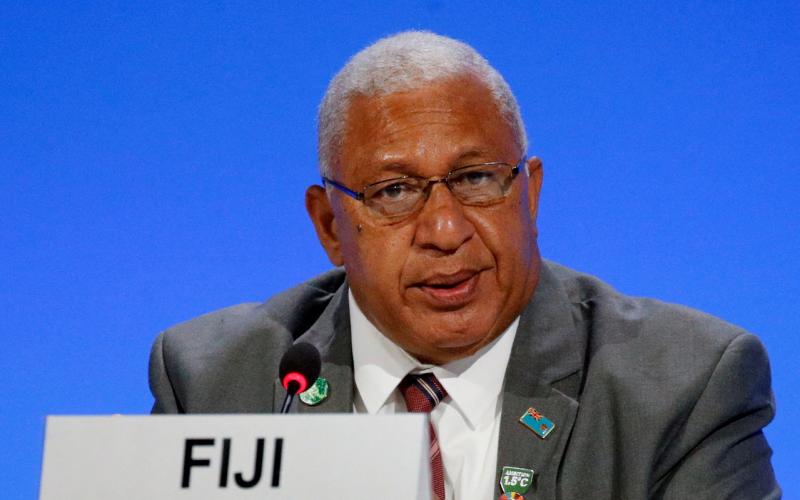 斐济总理姆拜尼马拉马说：“我们最关心的不是地缘政治，而是气候变化。”（路透社） 