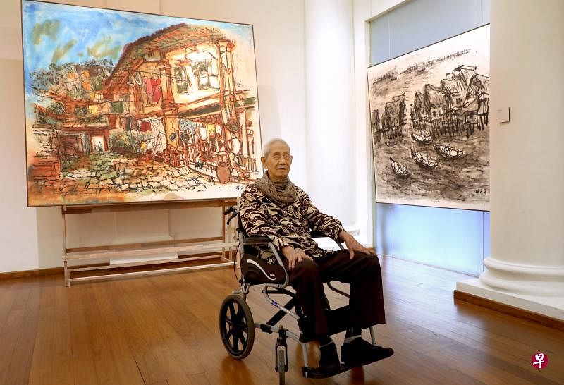 新加坡第一代书画家林子平展出百岁作品